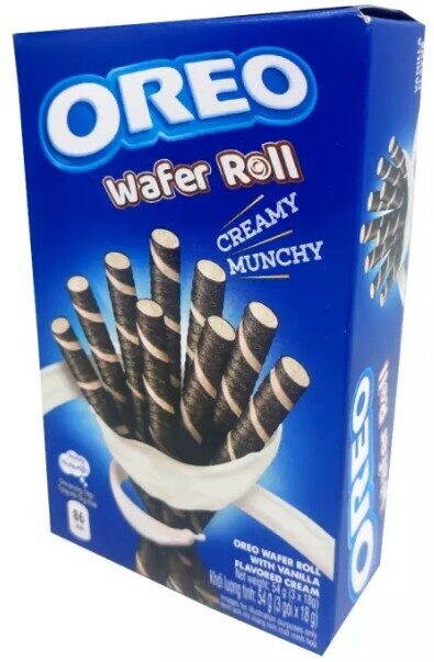 Oreo pildīti vafeles rullīši ar vaniļas krēma pildījumu, 54 g